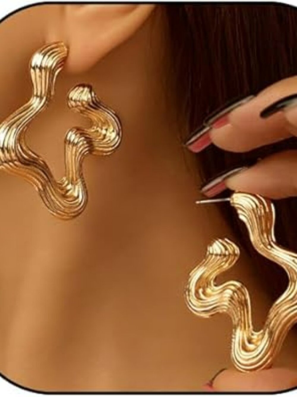 NEW Liquid Water Stud Earrings Drippy Gold‎ Irregular Geometric Statement Classy